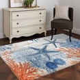 thumbnail image 4 of Summer Ocean Washable Area Rugs 3'x5', Nautical Sea Orange Blue Starfish Corals Wood Grain Low Pile Throw Living Room Rug Non-Slip Sturdy Edge Binding Carpet for Indoor Entryway Bedside Kitchen, 4 of 9