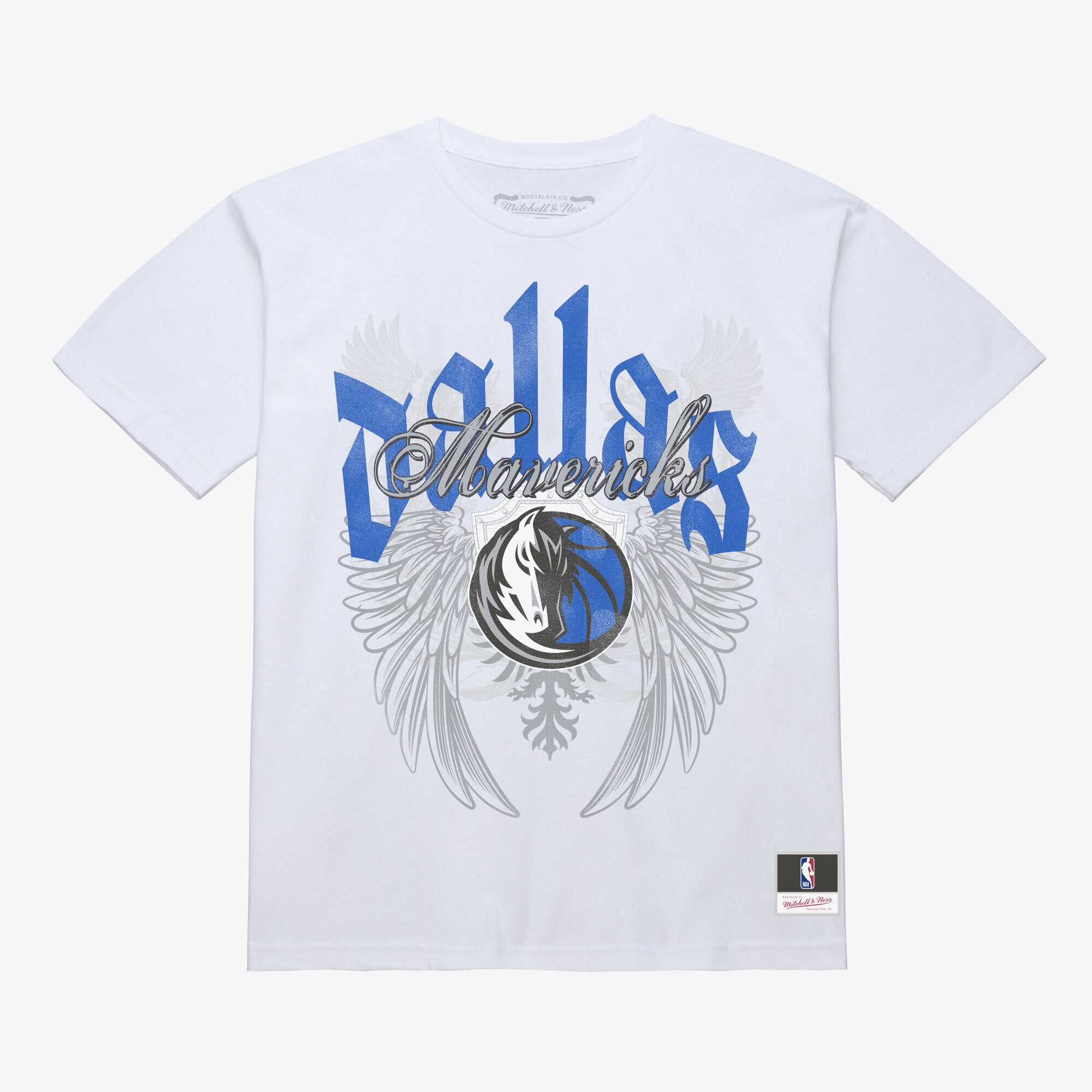 Men's Mitchell & Ness White Dallas Mavericks Old English Classic T-Shirt