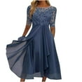 thumbnail image 1 of LNGOOR Robes d'Invitée de Mariage pour Femmes Automne Manches Mi-Longues en Maille Dentelle Robe de Soirée Formelle Ligne A Évasée Cocktail Midi Robes, 1 of 6
