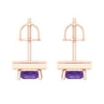 thumbnail image 4 of 14K Solid Gold Screw Back Stud Earrings for Women | 2.24 cttw Princess Cut Natural Amethyst | Rose Gold, 4 of 5