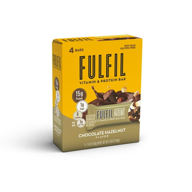 Fulfil Vitamin & Protein Bar, Chocolate Hazelnut, 4 Pack - Walmart.com