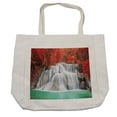 thumbnail image 1 of Landscape Shopping Bag, Nature Theme with River in the Fall Season Warm Colored Leaves, Eco-Friendly Reusable Bag for Groceries Beach and More, 15.5" X 14.5", Cream, by Ambesonne, 1 of 2