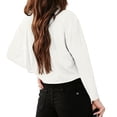 thumbnail image 3 of Women Long Sleeve Crop Tops Loose Crew Neck Drop Shoulder Casual Basic Tees, 3 of 5