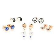 Claires Gold and Silver Unisex Magic Motif Earrings Set, Adult, No Gemstone, 12 Pack, 51666