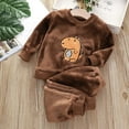 thumbnail image 2 of sususu Girls Autumn Winter Pajama Set Cozy Coral Velvet Homewear Outfit For Kids Toddlers And Children ,Brown,3-4 Years, 2 of 3