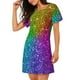 thumbnail image 2 of Easygdp Colorful Glitter Camisón de manga corta para mujer, informal, estampado, 2 of 6