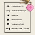thumbnail image 3 of Life360 Tile (2024) Bluetooth Tracker, Keys Finder and Item Locator for Keys, Bags and More. Phone Finder. Both iOS and Android Compatible. 1-Pack (Pink Punch), 3 of 8