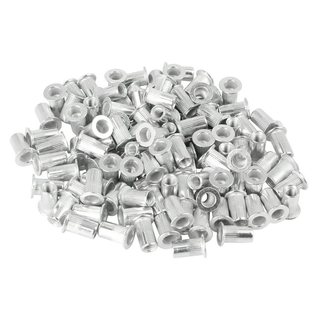 110 Pcs M5 Silver Tone Aluminum Alloy Car Auto Flat Head Rivet Nut Threaded Insert
