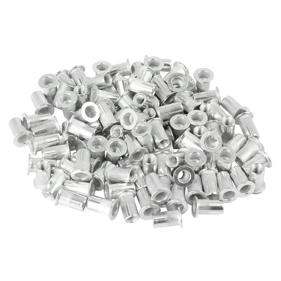 110 Pcs M5 Silver Tone Aluminum Alloy Car Auto Flat Head Rivet Nut Threaded Insert