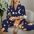 thumbnail image 6 of Fotbe Corgi Lying With Moons And Stars Pattern Long Sleeve Pajama Set for Women,Sleepwear Set,2-piece Loungewear Set,Soft PJs Comfy Nightwear with Pockets -Large, 6 of 7