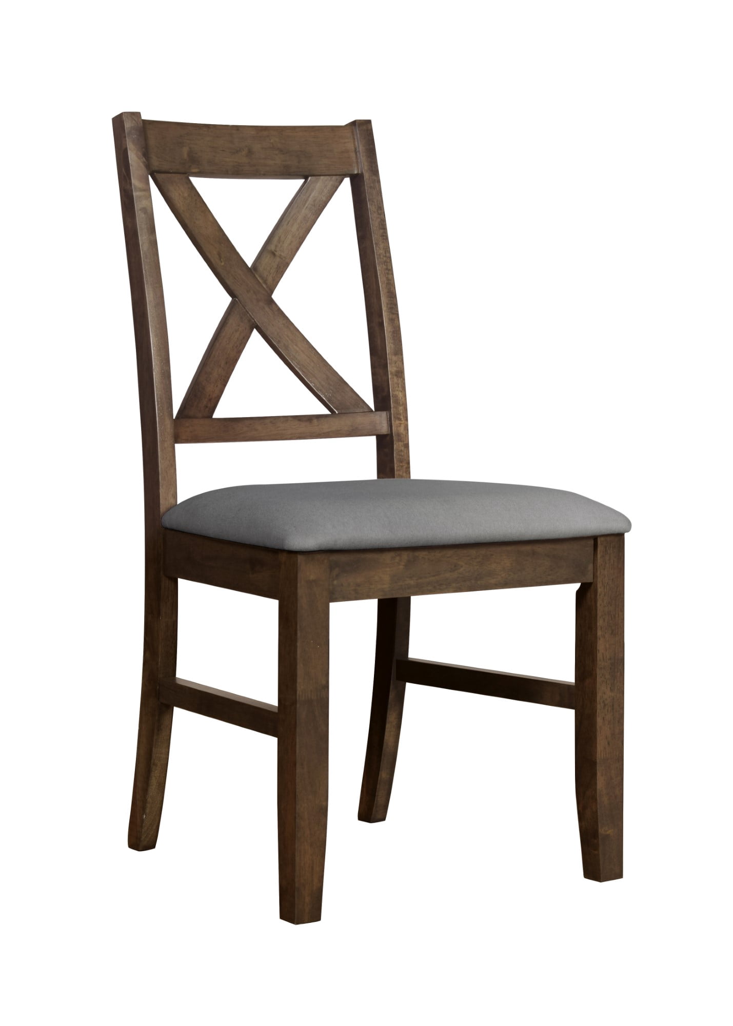 Home Design Oden Dining Chair (Set of 4), Brown/Gray, X-back design, Padded seat, Upholstered in soft gray fabric, Comfortable seating, Rustic-modern style