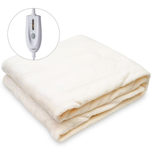 Superjoe Electric Throw Heated Blanket Double Layer Flannel 4 Heat Settings and Auto off 60 x 50