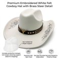 thumbnail image 2 of RUINIXCW Western Cowboy Hat for Men Women Cowgirl Hat Felt Wide Brim Fedora Hat with Bull Head Belt Floral Embroidery Roll Up Jazz Hat Themed Party Cap Wedding Festival Costume, 2 of 9