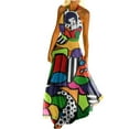 thumbnail image 2 of SMihono Robe Maxi Bohème d'Été pour Femmes Grande Taille Mode Décontractée Été Sans Manches Col Rond Robe Imprimée Col Licou Fermeture Éclair Robe Longue Plissée Robes de Plage Robe d'Été, 2 of 9