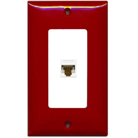 RiteAV Decorative 1 Gang 1 Port Cat6 Wall Plate - Red/White