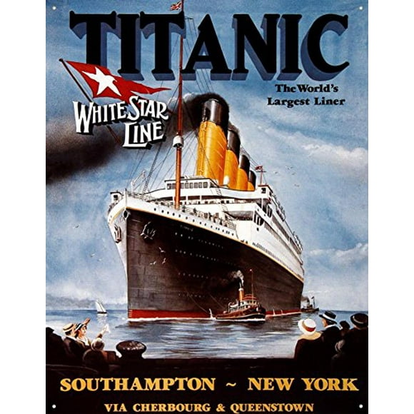 Affiche Rabais Titanic White Star Line Cruise Ship Rétro Vintage Panneau en Tôle - 13x16, 13x16