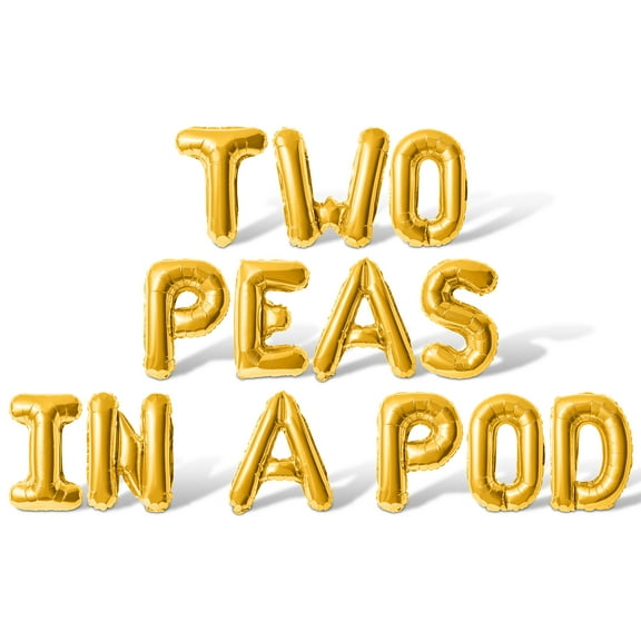 Letter Balloons - TWO PEAS IN A POD 16" Inch Alphabet Letters Foil Mylar Balloon Twin Baby Shower Party Banner (Gold)