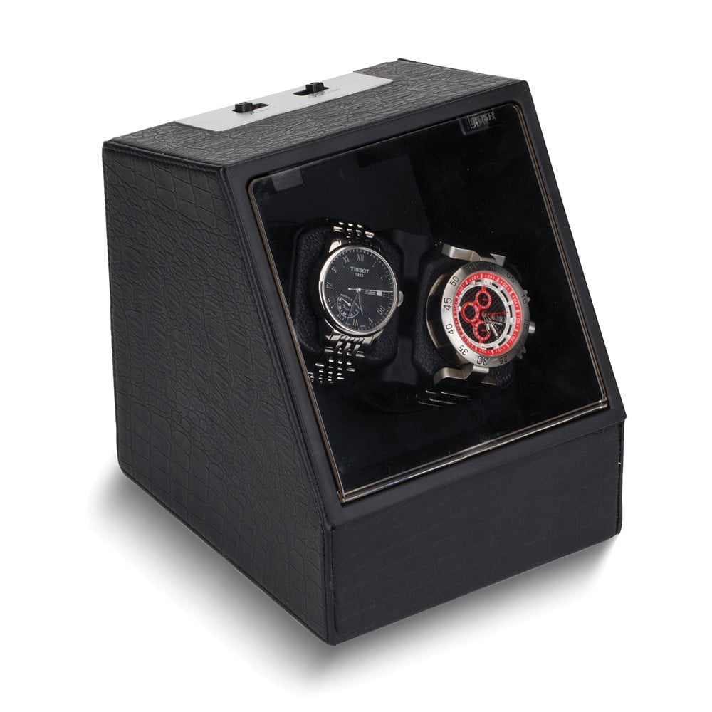 Rotations Black Faux Leather Dual Watch Winder