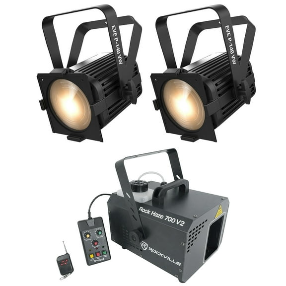(2) Chauvet DJ EVE P-140 VW DMX D-Fi Cool/Warm White Wash Stage Lights Hazer