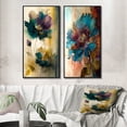 thumbnail image 1 of Designart "Retro Pansy Delicate Blossoming Flower II" Flowers Framed Wall Art Set Of 2 - Traditional Green Frame Gallery Set For Office Decor, 1 of 6