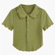 thumbnail image 1 of VISgogo, camiseta para mujer, Tops texturizados, manga corta, solapa, cierre de botón frontal, dobladillo curvo, ropa informal estilo lechuga, Tops VISgogo moda, 1 of 2