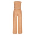 thumbnail image 4 of Womens Striped 2 Piece Sets Summer Strapless Crop Tube Tops Wide Leg Pants Matching Loungewear Set Vacation Outs, 4 of 9