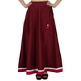 thumbnail image 2 of Bimba Women Long Boho Maxi Skirt Cotton Flared Skirts With Drawstring Waist, 2 of 4