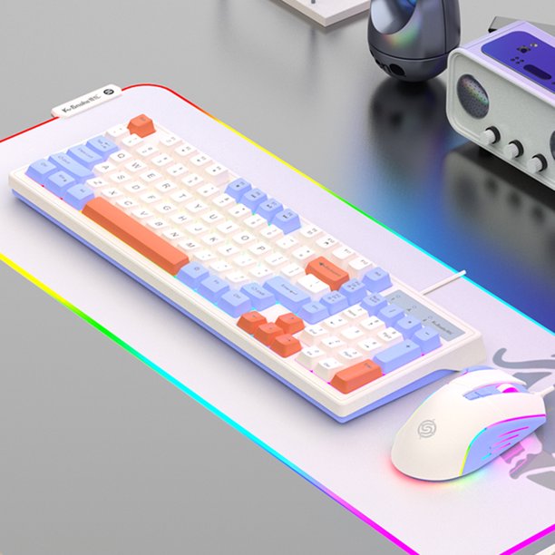 Juego de teclado y mouse mecánicos con cable de 98 teclas KM800, retroiluminación de 4000 ppp (A)