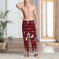 thumbnail image 2 of Gukieu Christmas Tree Buffalo Plaid Print Men's Home Trousers, Elastic Drawstring Home Pajamas Clothing Suitable for Adult Men-Small, 2 of 6