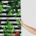 thumbnail image 3 of Orinice  Tropical Leaves Shower Curtain, Jungle Green Plant Monstera and Palm Leaf on Black and White Striped Shower Curtain with Hooks, Summer Botanical Bathroom Curtain,  36x72, 3 of 7