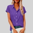 thumbnail image 6 of PFRNLF Womens Button Down Shirts Summer Lapel Blouses Casual Collared Short Sleeve Linen Tops, 6 of 7
