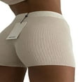 thumbnail image 2 of Women Cotton Safety Short Pants Ribbed Knit High Waist Shorts, 2 of 9