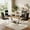 Table with 4 Black Chairs Silver Leg, variant on Sumdeal 5-Pc Modern Dining Set: 63" Pandora White Glass Table, Silver Stainless Steel Base & 4 Light Gray PU High-Back Chairs with Silver Legs.