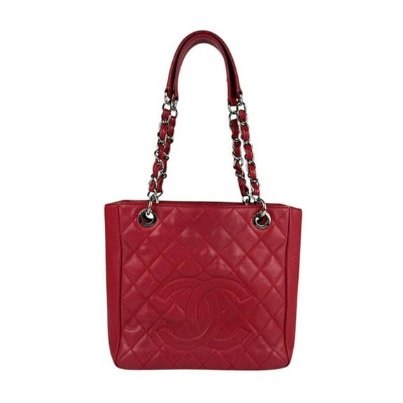 Pre-Owned CHANEL handbag in caviar leather, red, for women, z5439 (Good)