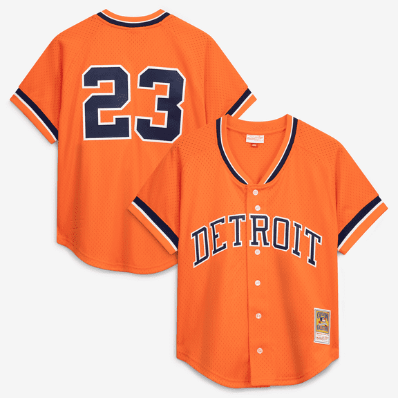 Men's Mitchell & Ness Kirk Gibson Orange Detroit Tigers Cooperstown Collection Mesh Batting Practice Button-Up Jersey