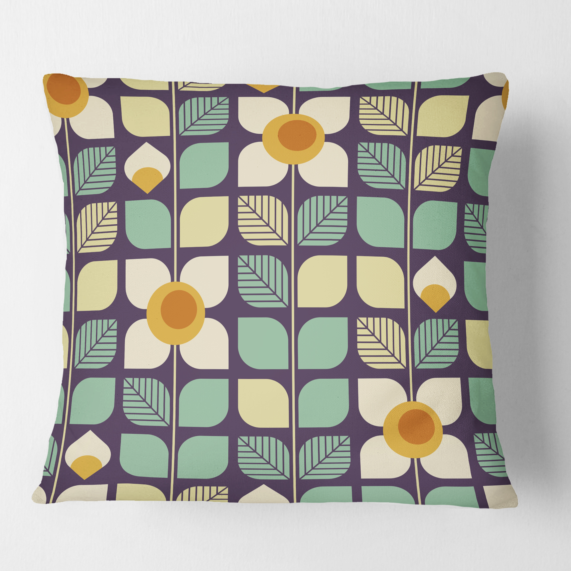 Designart Botanical Retro Design III' Mid-Century Modern Throw Pillow - 18x18