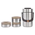 thumbnail image 4 of 3 Layer Insulated Bento Box, Double Design Vacuum Insulated Bento Box 304 Stainless Steel High Density Leakproof Durable With Bowl For Work, 4 of 8