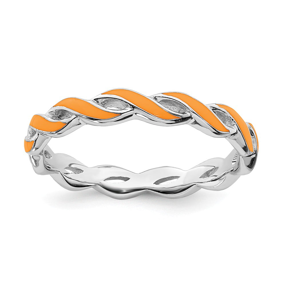 12 X 14CT Two Tone Orange TOPAZ Fashion .925 Sterling Silver Ring Size 6-10