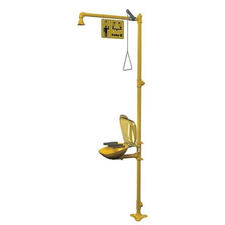 Bradley Eye Wash Stations - Bradley Drench Combination Shower, Eye Wash Station And Face Wash Station With Plastic Shower Head, Bowl And Dust Cover