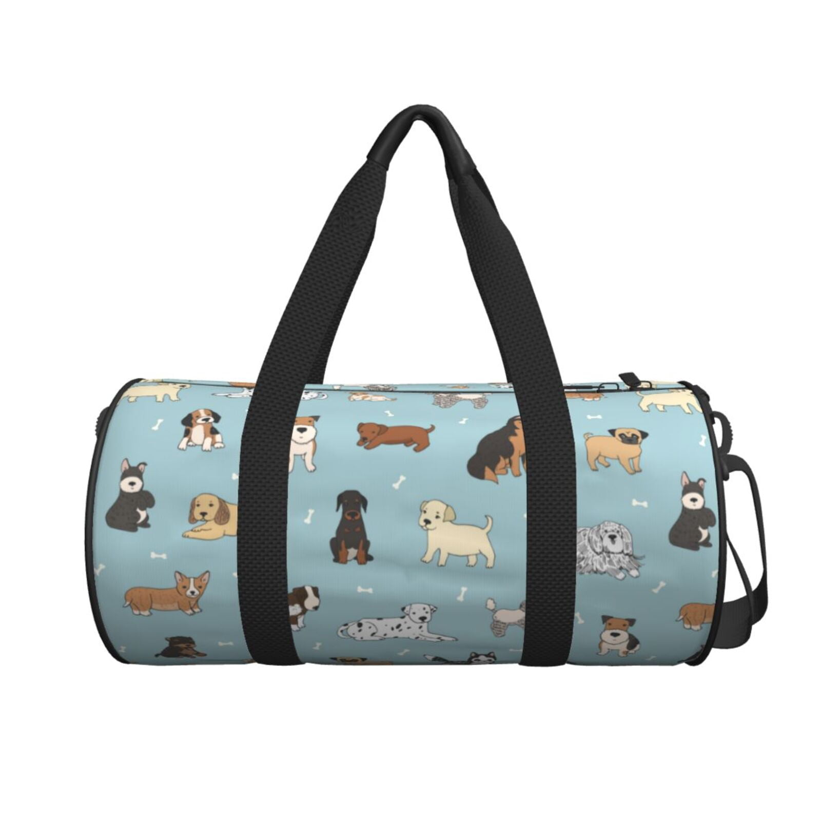 Horeoi Dog Pets Print Foldable Travel Duffle Bag with Removable Strap - Water-Resistant Gym Vacation Luggage Multi-Pocket Design