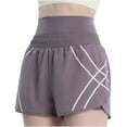 thumbnail image 4 of Women's 2 in 1 Athletic Workout Shorts with Pockets Elastic Waistband High Waisted Gym Yoga Running Shorts with Liner, 4 of 7