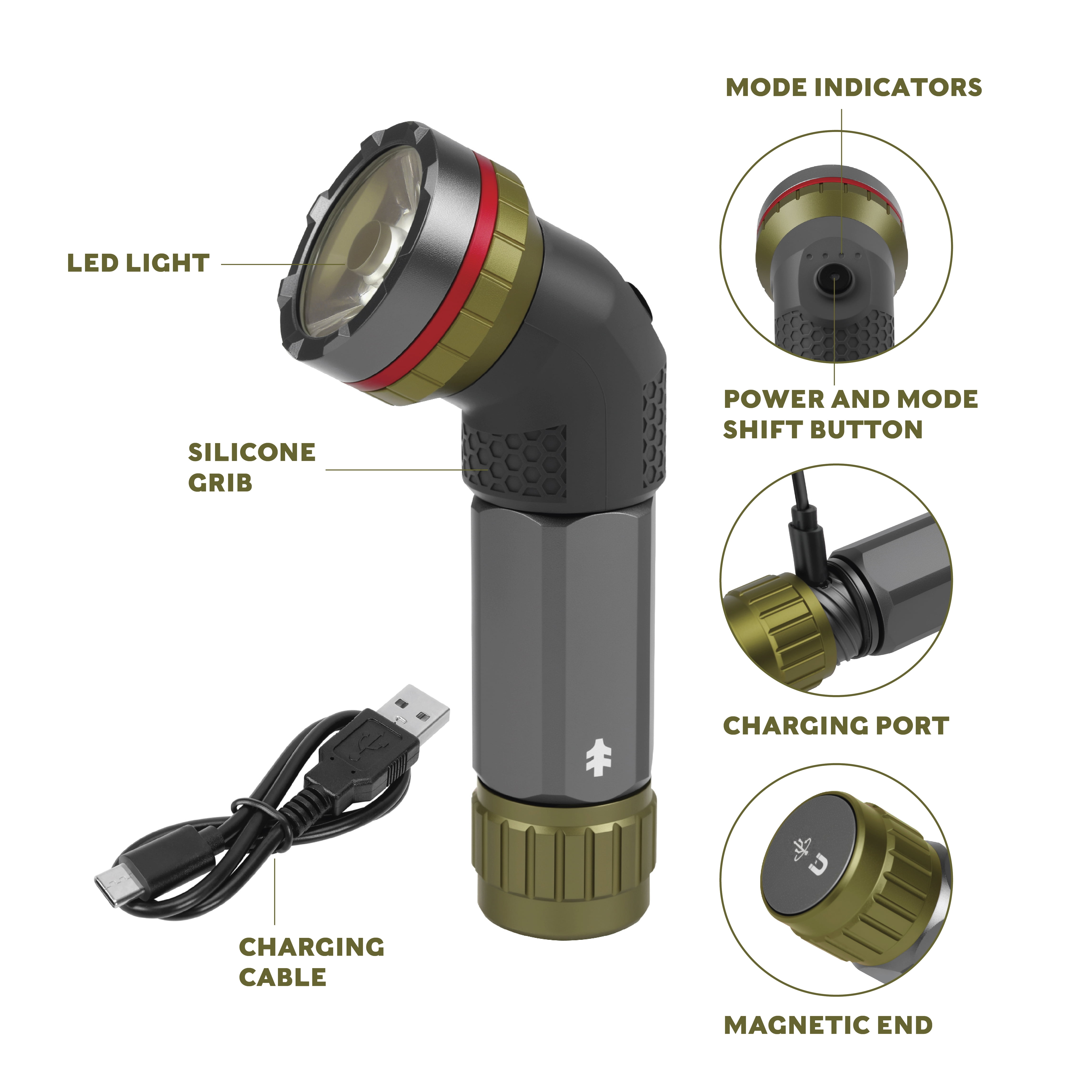 Swiss Tech FERNE 600m LED Rechargeable Waterproof Compact Handheld Spotlight