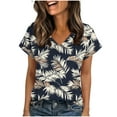 thumbnail image 4 of Cloaraye T Shirts for Women Summer V Neck Short Sleeve Shirts Fashion Floral Printed Tunic Top Springs Beach Vacation Clothes, 4 of 6