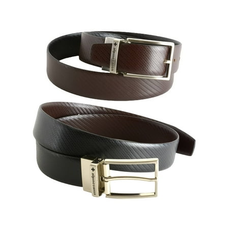Men's Dress Belt Reversible Black Brown Leather Imported from
