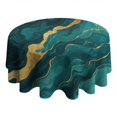 thumbnail image 4 of Teal and Gold Marble Glitter Dots Pattern Round Tablecloth 60"x60",Wrinkle Wipeable Table Cloth for Kitchen Dining Room Picnic Patio Party, 4 of 6
