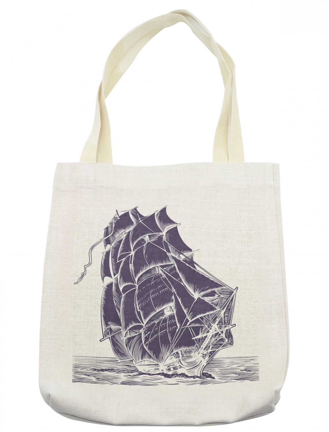 Nautical Tote Bag, Old Sail Boat in the Ocean on White Background ...