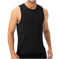 thumbnail image 2 of WAVSUF Summer Solid Color Tank Tops for Men Bodybuilding Sleeveles Vest Pullover Black Size L, 2 of 5