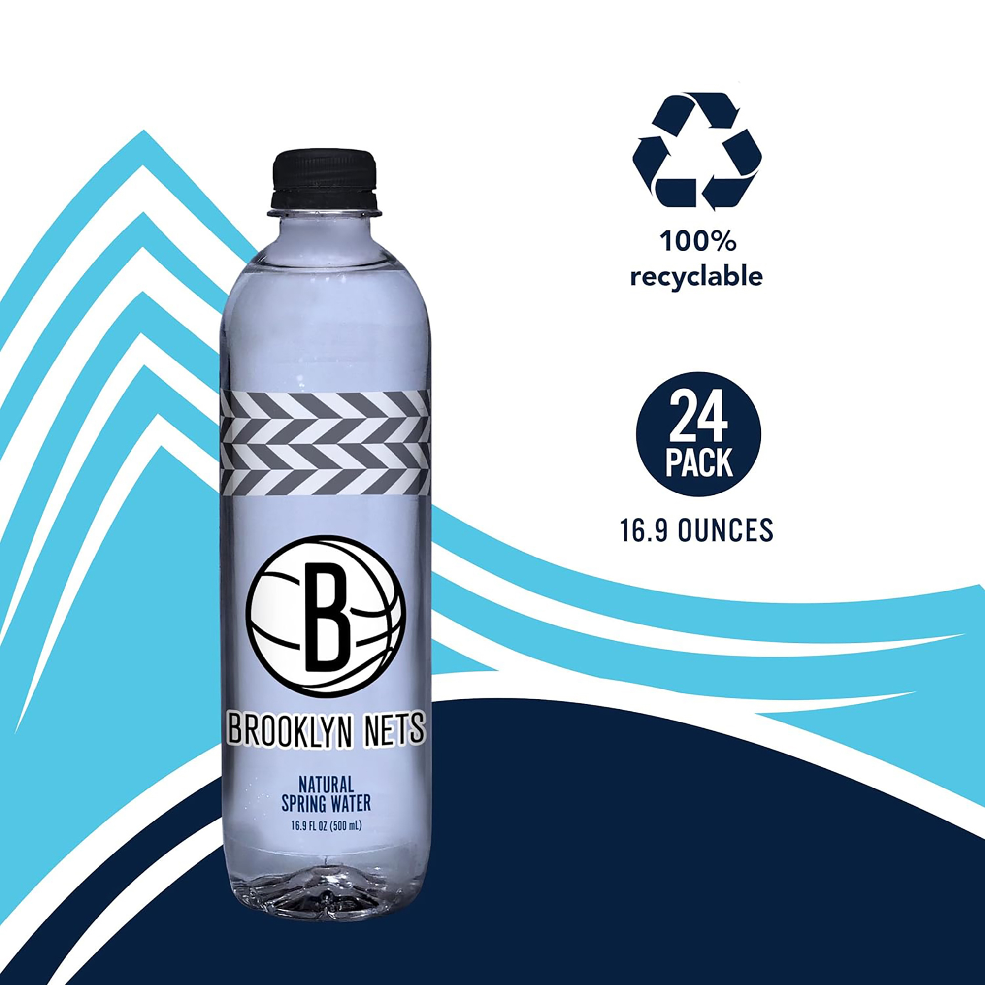 Sports Water Brooklyn Nets PET Water Bottle, Bottled Water, 24 x 16.9 oz