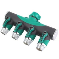 Garden Hose Splitter 4 Way - 3/4 Inch Heavy Duty Metal Water Faucet Splitter with Shut Off Valves 4 Way Leakproof Hose Connectors with Comfortable Rubberized Grip for Gardening Hoses