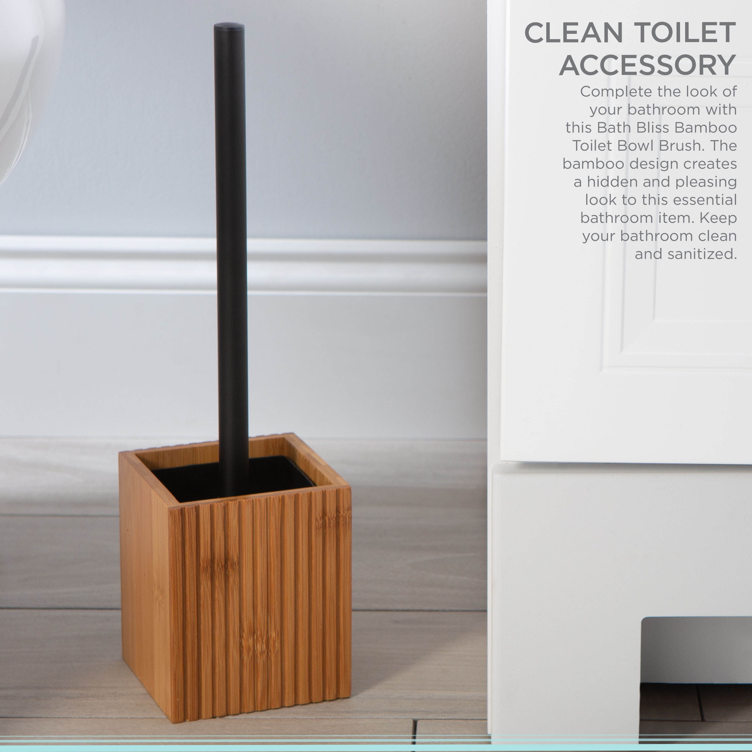 Bamboo toilet best sale brush set